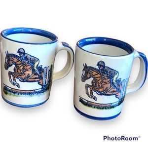 Louisville Stoneware Mugs Kentucky Derby Horse and Rider set